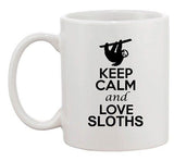 City Shirts Keep Calm And Love Sloths Animal Lover Ceramic White Coffee Mug