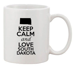 Keep Calm And Love South Dakota Country Map Patriotic Ceramic White Coffee Mug
