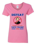V-Neck Ladies Defeat Crooked Hillary Vote Trump 2016 President T-Shirt Tee