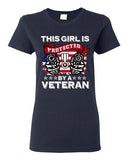 Ladies This Girl Is Protected By A Veteran USA Gun America Flag DT T-Shirt Tee
