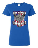 Ladies One Nation Under God Cross Flag USA America Patriotic DT T-Shirt Tee