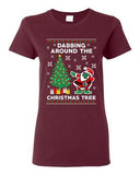 Ladies Dabbing Around The Christmas Tree Santa Ugly Xmas Funny DT T-Shirt Tee