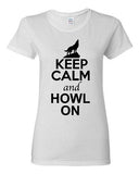 Ladies Keep Calm And Howl On Love Wolves Animal Lover T-Shirt Tee