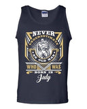 Never Underestimate Who Was Born In July Old Man Age Funny DT Adult Tank Top