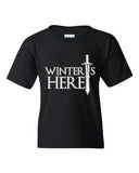 Winter Is Here Sword TV Parody Funny DT Youth Kids T-Shirt Tee