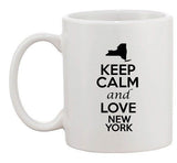 Keep Calm And Love New York Country Map USA Patriotic Ceramic White Coffee Mug