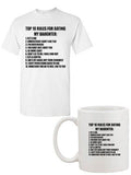 Top 10 Rules For Dating My Daughter Funny White Mug and Adult T-Shirt Tee Bundle