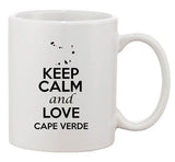 Keep Calm And Love Cape Verde Country Map Patriotic Ceramic White Coffee Mug