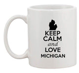 Keep Calm And Love Michigan Country Map USA Patriotic Ceramic White Coffee Mug