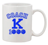 New Coach K 1000 Wins Basketball 1K Wins Ball Game Sports DT White Coffee Mug