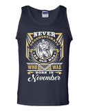 Never Underestimate Who Was Born In November Old Man Funny DT Adult Tank Top