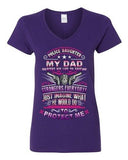 V-Neck Ladies Police Daughter My Dad Risks His Life To Save Stranger T-Shirt Tee