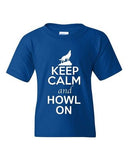 Keep Calm And Howl On Love Wolves Animal Lover Youth Kids T-Shirt Tee