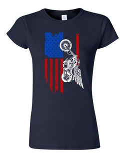 Junior American Flag USA Motorcycle Motor Eagle Patriotic DT T-Shirt Tee