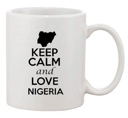 Keep Calm And Love Nigeria Africa Country Map Patriotic Ceramic White Coffee Mug