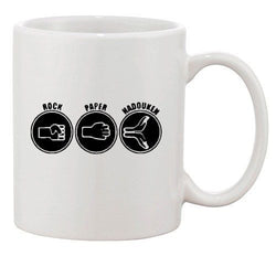 Rock Paper Hadouken Video Game Funny Humor Ceramic White Coffee Mug