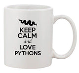 Keep Calm And Love Pythons Snake Animal Lover Funny Ceramic White Coffee Mug