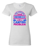 Ladies Just Another Wine Drinker with a Camping Problem Funny DT T-Shirt Tee