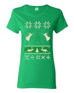 Ladies Math Mathematics Angels Deer Holiday Ugly Christmas Funny DT T-Shirt Tee