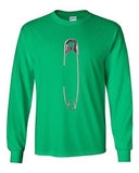 Long Sleeve Adult T-Shirt Safety Pin Staple Brooch Funny Humor Novelty DT