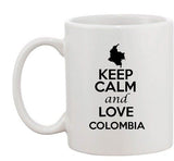 Keep Calm And Love Colombia Country Map USA Patriotic Ceramic White Coffee Mug