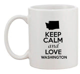 Keep Calm And Love Washington Country Map USA Patriotic Ceramic White Coffee Mug