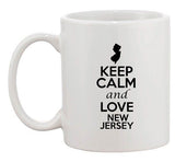 Keep Calm And Love New Jersey Country Map USA Patriotic Ceramic White Coffee Mug