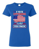 Ladies If You're Offended I'll Help You Pack American Flag USA DT T-Shirt Tee
