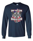 Long Sleeve Adult T-Shirt One Nation Under God Cross USA America Patriotic DT