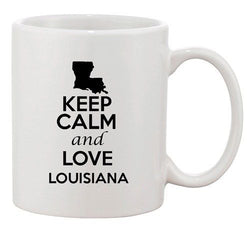 Keep Calm And Love Louisiana Country Map USA Patriotic Ceramic White Coffee Mug