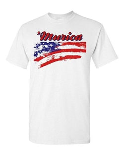 Adult White 'Murica USA 4th of July America Independence Freedom T-Shirt Tee