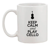 City Shirts Keep Calm And Play Cello String Music Lover Ceramic White Coffee Mug
