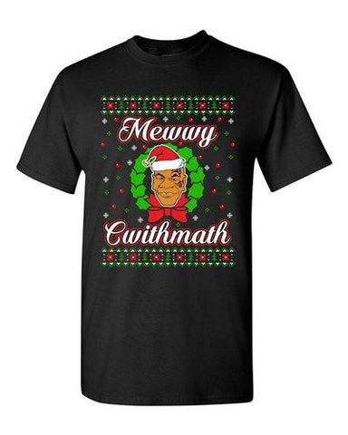 Mewwy Cwithmath Xmas Tyson Boxer Ugly Christmas Funny Adult DT T-Shirt Tee