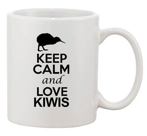 City Shirts Keep Calm And Love Kiwis Bird Animal Lover Ceramic White Coffee Mug