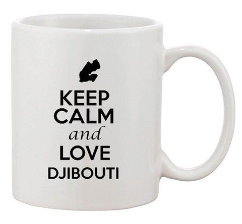 Keep Calm And Love Djibouti Country Map Patriotic Ceramic White Coffee Mug