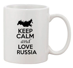 Keep Calm And Love Russia Moscow Country Map Patriotic Ceramic White Coffee Mug