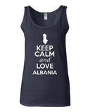 Junior Keep Calm And Love Albania Country Novelty Statement Sleeveless Tank Top