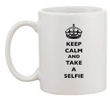 Keep Calm And Take A Selfie King Queen Camera Funny Ceramic White Coffee Mug