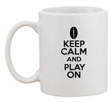 Keep Calm And Play On Football Sports Ball Funny Ceramic White Coffee Mug