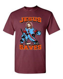 New Jesus Saves Hockey Puck Sports Jersey Funny DT Adult T-Shirt Tee