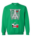 Skeleton Junk Food Burger Fries Snack Funny DT Novelty Crewneck Sweatshirt