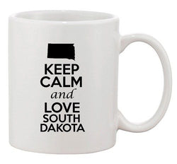 Keep Calm And Love South Dakota Country Map Patriotic Ceramic White Coffee Mug