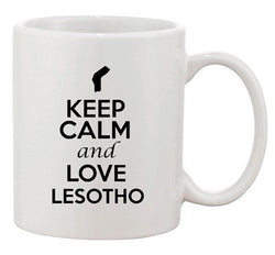 Keep Calm And Love Lesotho Maseru Country Map Patriotic Ceramic White Coffee Mug