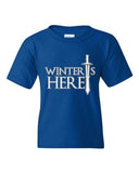 Winter Is Here Sword TV Parody Funny DT Youth Kids T-Shirt Tee