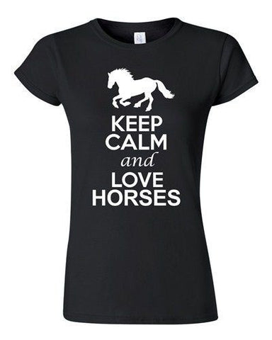 City Shirts Junior New Keep Calm And Love Horses Animal Lover DT T-Shirt Tee