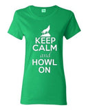 Ladies Keep Calm And Howl On Love Wolves Animal Lover T-Shirt Tee