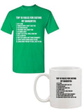 Top 10 Rules For Dating My Daughter Funny White Mug and Adult T-Shirt Tee Bundle