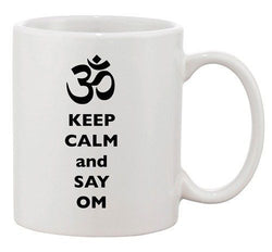 Keep Calm And Say Om Aum Yoga Ceramic Dishwasher Safe White Coffee Mug