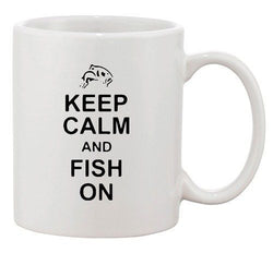 Keep Calm And Fish On Fishing Hunting Sea Lover Funny Ceramic White Coffee Mug