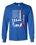 Long Sleeve Adult T-Shirt Deer Antlers Gun Hunting American Flag Patriotic DT